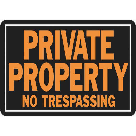 Hy-Ko 10x14 Day-Glo Aluminum Sign, Private Property No Trespassing